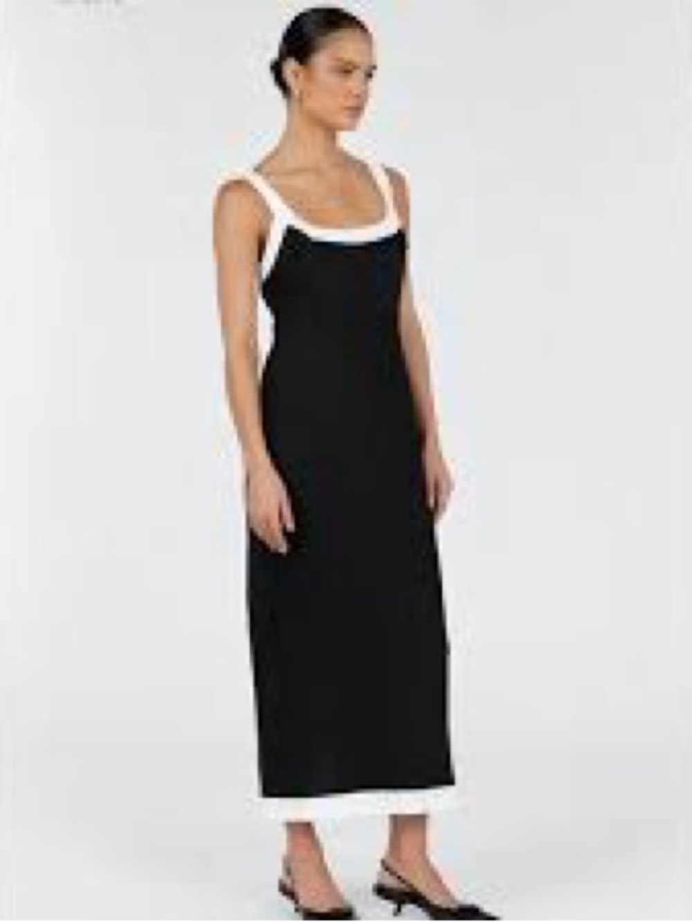 DISSH Black and White Linen Midi Dress